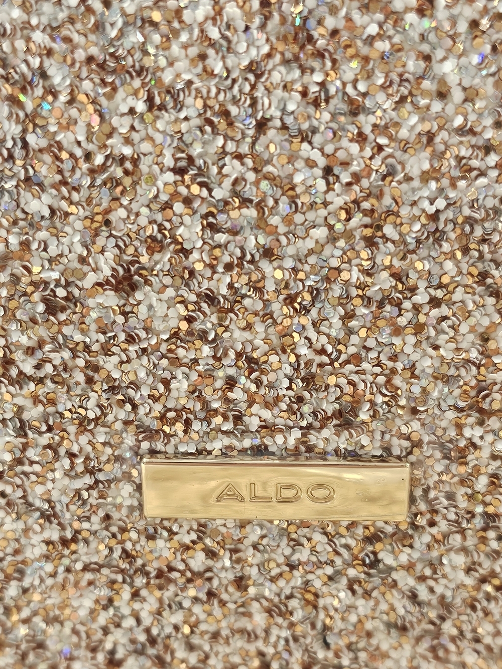 ALDO Champagne Glitter Dome Satchel Lock & Key Crossbody NWT Gift Ready - Picture 11 of 11